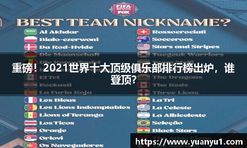 重磅！2021世界十大顶级俱乐部排行榜出炉，谁登顶？